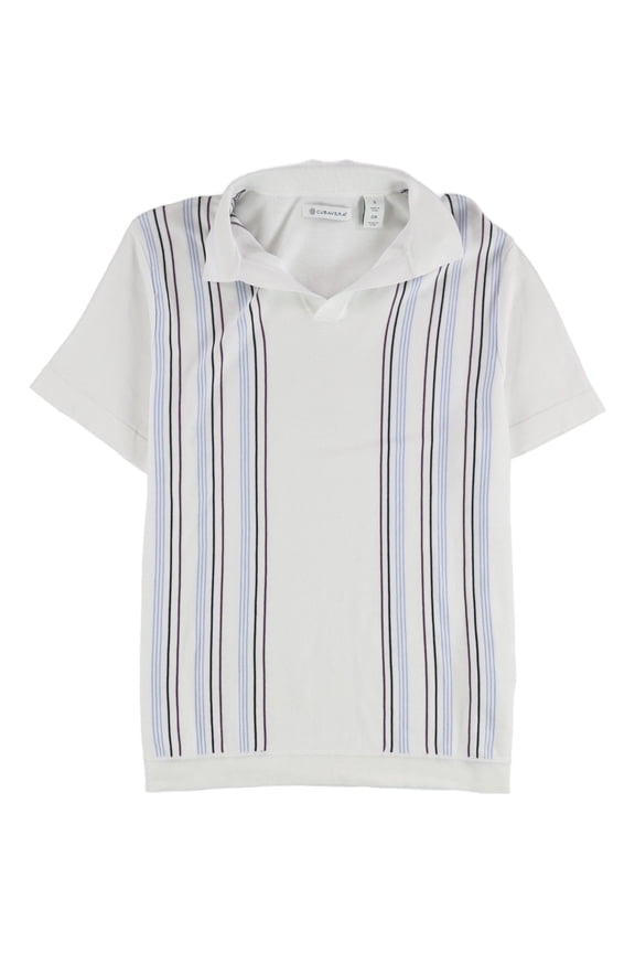 Mens Striped-Panel Polo Shirt, Multicoloured, Small