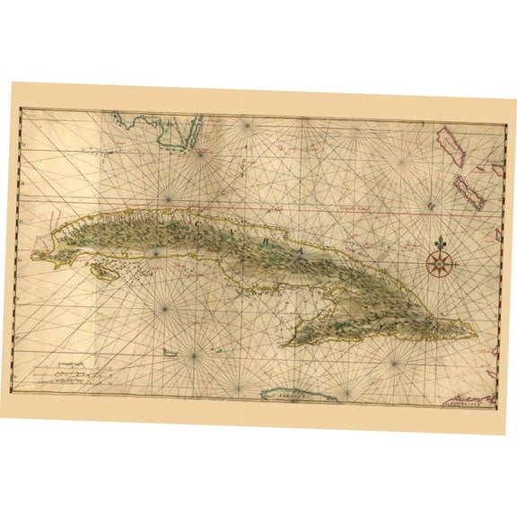 Cuba Antique Map poster Metal Sign 8inx 12in Metal Art Print 8x12 Square Adults Best Posters