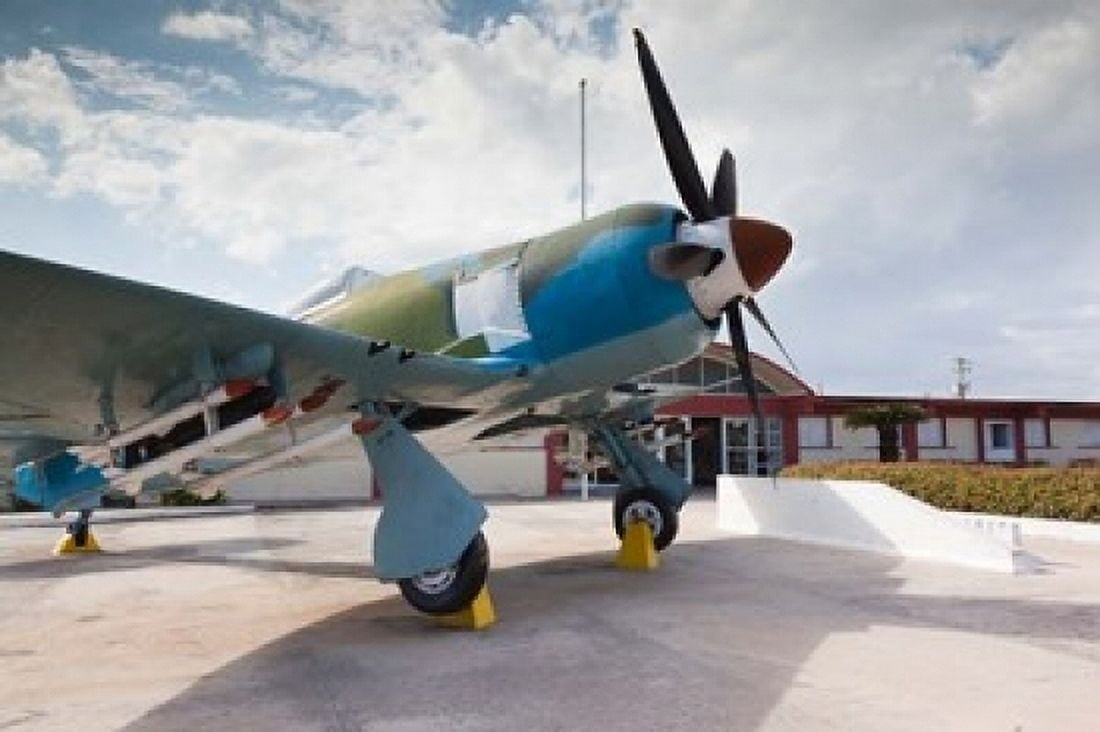 Cuba Bay of Pigs Cuban Hawker Fury war plane Canvas Art - Walter Bibikow DanitaDelimont (36 x 24)
