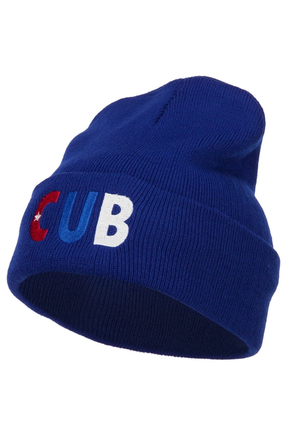 Cuba CUB Flag Embroidered Long Beanie - Royal OSFM