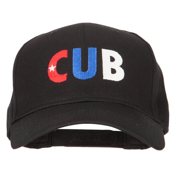 Cuba CUB Flag Embroidered Solid Cotton Pro Style Cap - Black OSFM