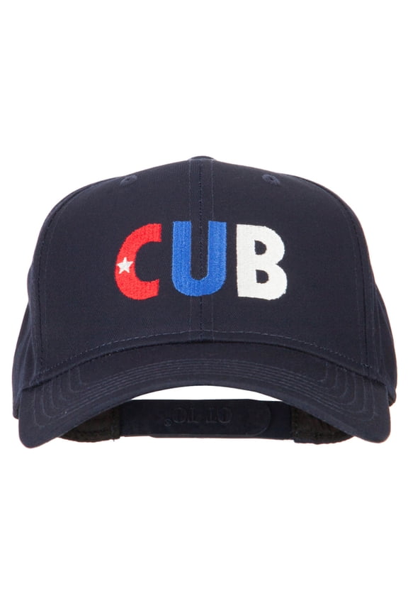 Cuba CUB Flag Embroidered Solid Cotton Pro Style Cap - Navy OSFM
