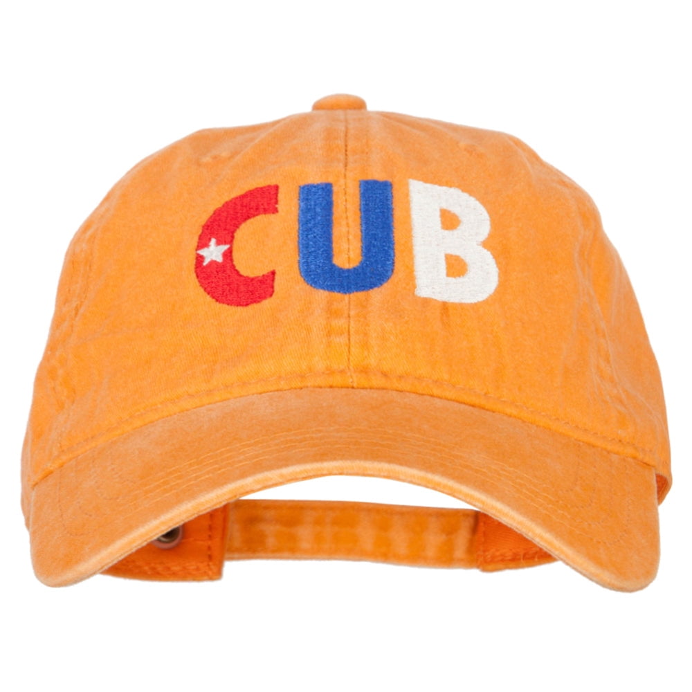 Cuba CUB Flag Embroidered Washed Cotton Twill Cap - Orange OSFM ...