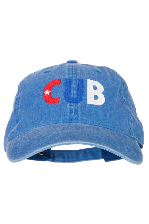 Cuba CUB Flag Embroidered Washed Cotton Twill Cap - Royal OSFM