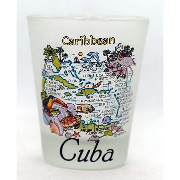 Cuba Caribbean Map Frosted Shot Glass