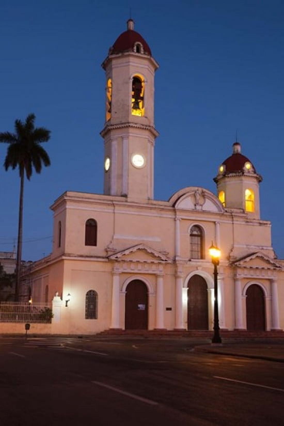 Cuba Catedral de Purisima Concepcion cathedral at dusk Canvas Art - Walter Bibikow DanitaDelimont (19 x 28)