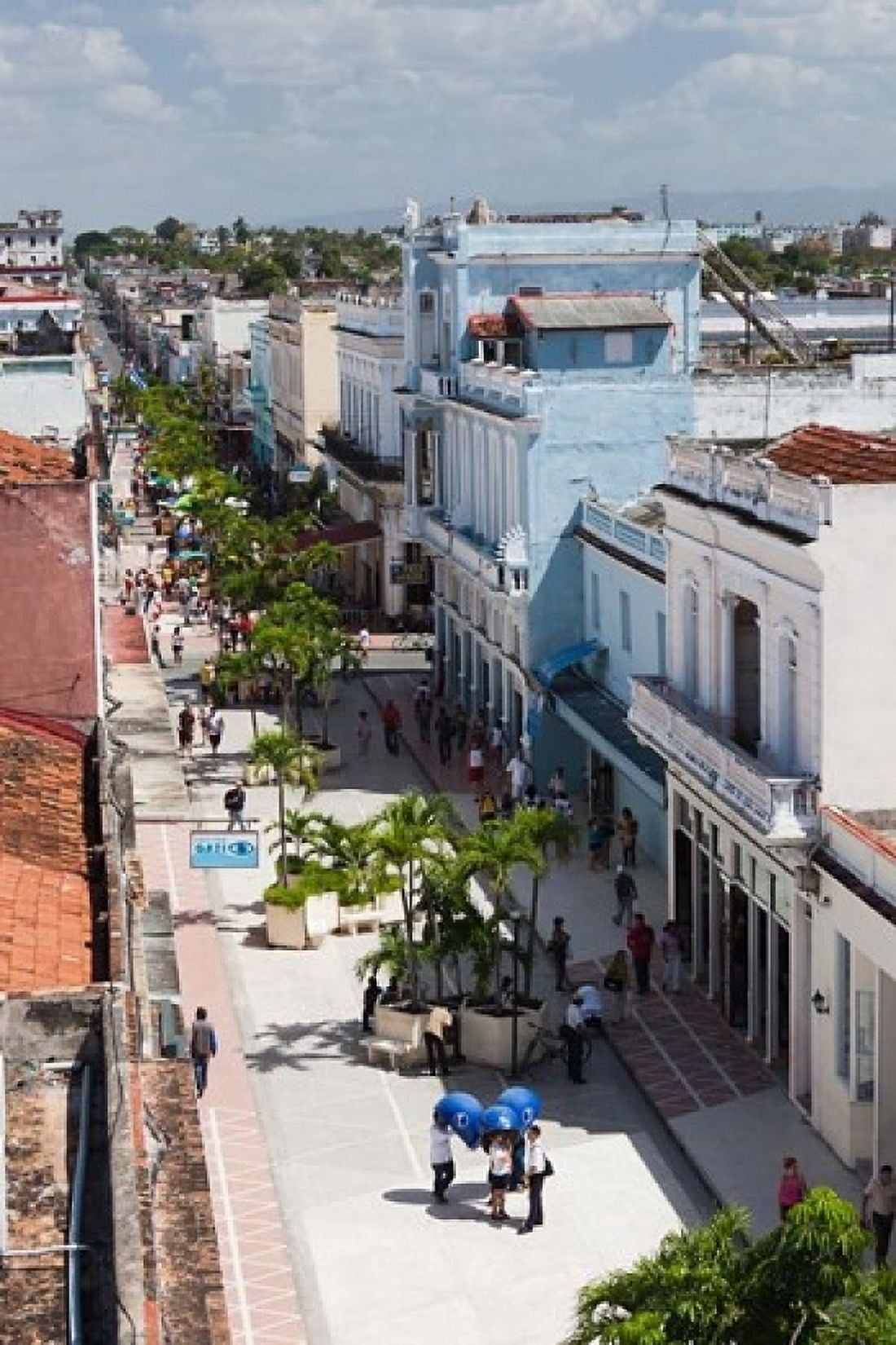 Cuba Cienfuegos Avenida 54 pedestrian street Canvas Art - Walter Bibikow DanitaDelimont (24 x 36)