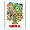 thumbnail image 1 of Cuba - Colorful Pictorial of Various Types of Cuban People - Vintage Travel Poster by Yanes Mayan c.1970s - Master Art Print (Unframed) 9in x 12in, 1 of 4