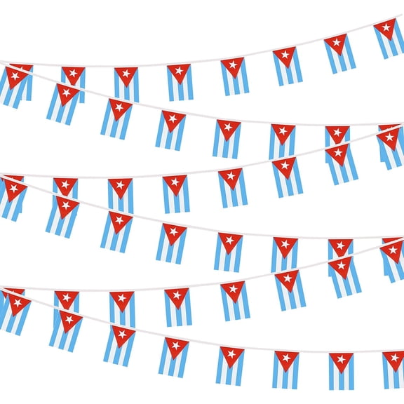Cuba Cuban Small Mini String Banner Flags Miniature Cuba Banners for Grand Opening,Grand Opening Sports Celebration Decorations (50 Feet 38 Flags)