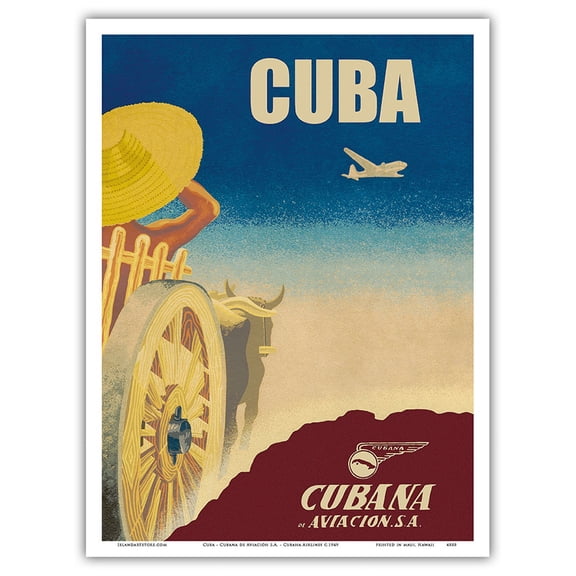 Cuba - Cubana de Aviación S.A. - Cubana Airlines - Vintage Airline Travel Poster c.1949 - Master Art Print (Unframed) 9in x 12in