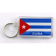 Cuba Flag Acrylic Rectangular Souvenir Keychain 2.25 X 1.25
