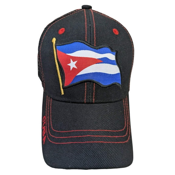 Cuba Flag Design Black Mesh Back Baseball Cap