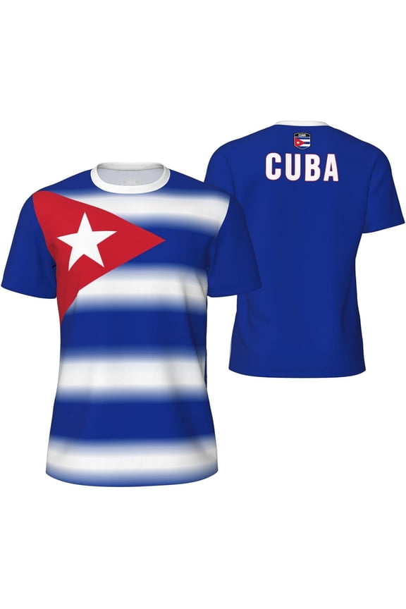 Cuba Flag Gradation T-Shirt Sports Jerseys for Running Soccer Tennis Fitness