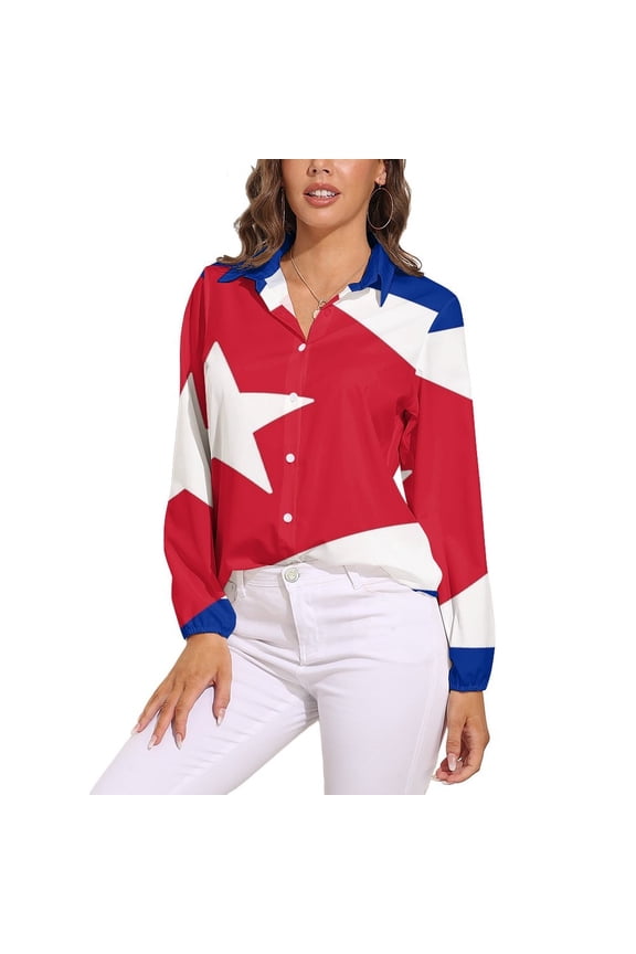 Cuba Flag Long Sleeve Blouse Woman Streetwear Casual Shirts Summer Oversize Woman Streetwear Clothing Birthday Present