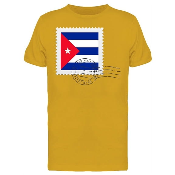 Cuba Flag Postage Graphic T-Shirt Men -Image by Shutterstock, Male 3X-Large