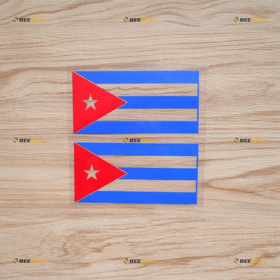 Cuba Flag Sticker Decal Vinyl - 2 Pack Blue + Red 4" - For Car Boat Laptop Cup No Background Die-cut