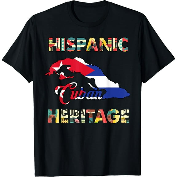 Cuba Flag T-Shirt Cuban Hispanic Heritage Month Cubanita T-ShirtMen and women, Black T-shirt, size: Extra large S-4XL