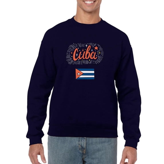 Cuba Flag W Sparkles Sweatshirt Men -Image by Shutterstock, Male 4X-Large