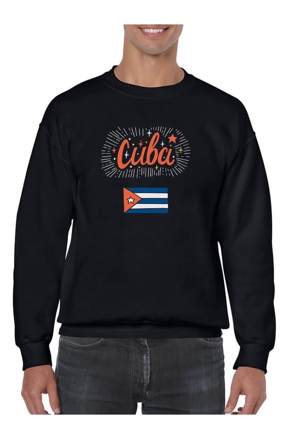 Cuba Flag W Sparkles Sweatshirt Men -Image by Shutterstock, Male 5X-Large