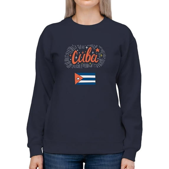 Cuba Flag W Sparkles Sweatshirt Women -Image by Shutterstock, Female 3X-Large