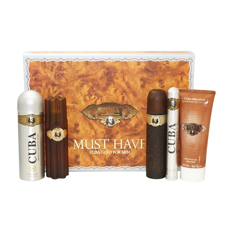 Cuba Gold 5 Pc. Gift Set ( Eau De Toilette Spray 3.4 Oz & Eau De Toilette Spray 1.17 Oz + Aftershave 3.3 Oz + Deodorant Spray 6.6 Oz + Shower Gel 6.6 Oz)