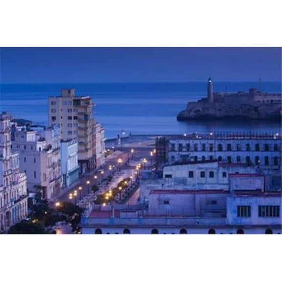 Cuba Havana City View Above Paseo De Marti Dawn Poster Print by Walter Bibikow - 37 x 25 in.