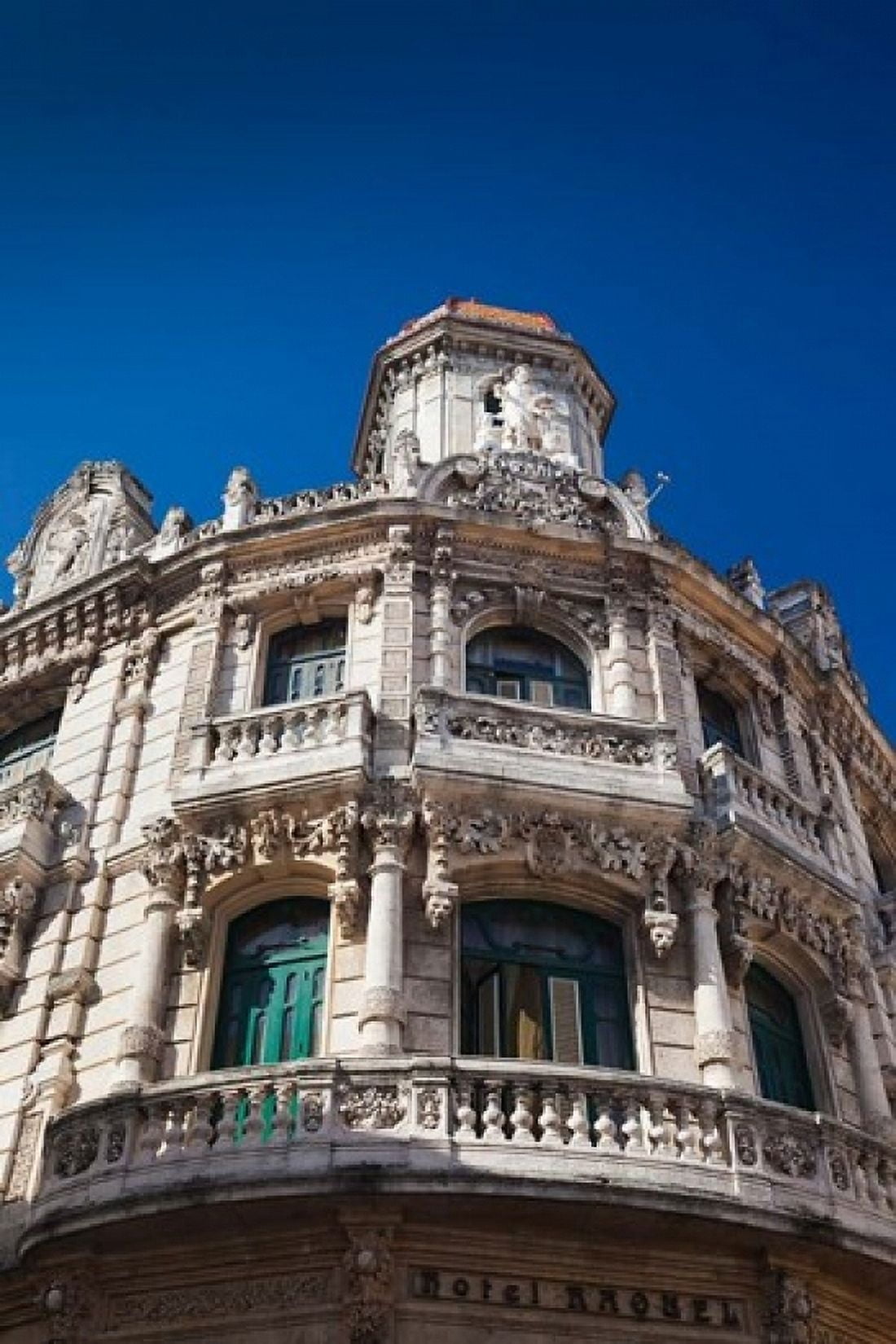 Cuba Havana Havana Vieja Hotel Raquel exterior Canvas Art - Walter Bibikow DanitaDelimont (24 x 36)