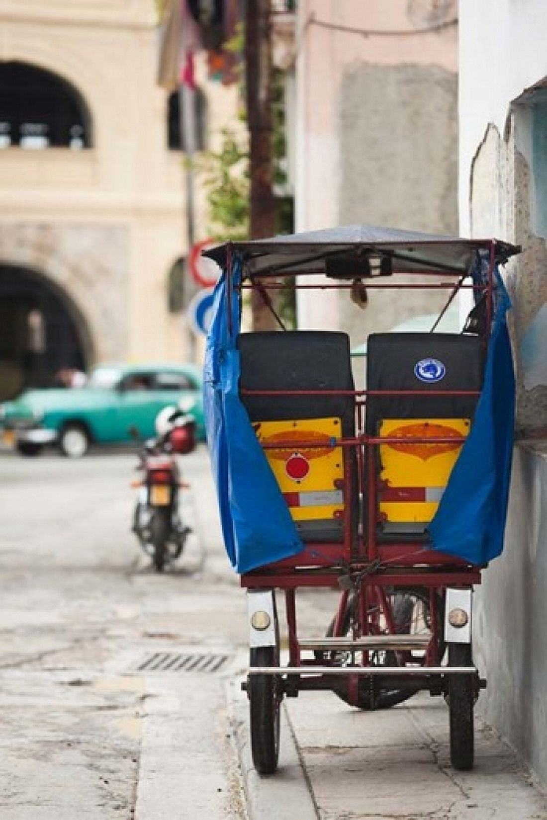 Cuba Havana Havana Vieja pedal taxi Canvas Art - Walter Bibikow DanitaDelimont (18 x 24)