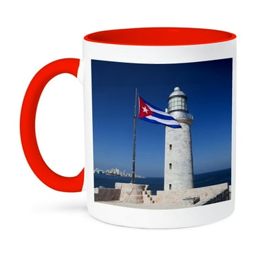 3dRose, Cuba, Havana, Morro Castle lighthouse - CA11 WBI0039 - Walter Bibikow, 11oz Two-Tone Red Mug
