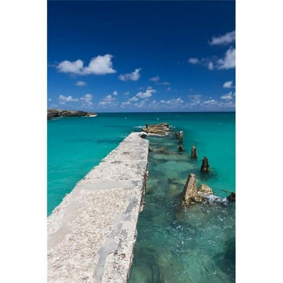 Cuba Havana Playas del Este Playa Jibacoa Pier Poster Print by Walter Bibikow - 19 x 28 in.