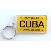 Cuba License Plate Acrylic Rectangular Souvenir Keychain 2.5 inches X 1.5 inches