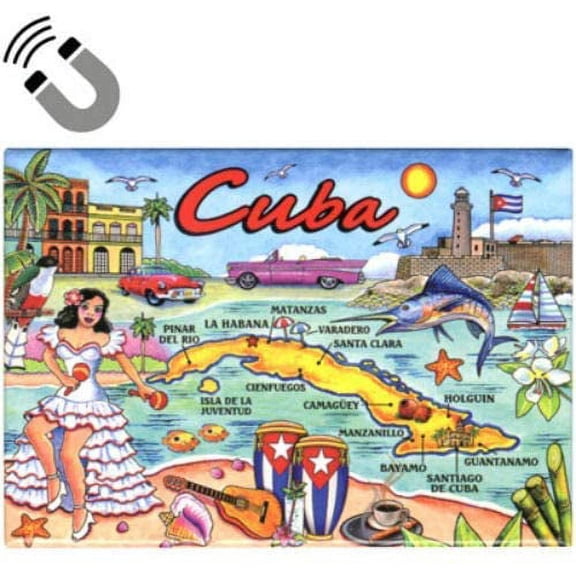 Cuba Map Caribbean Fridge Collector's Souvenir Magnet 2.5 x 3.5