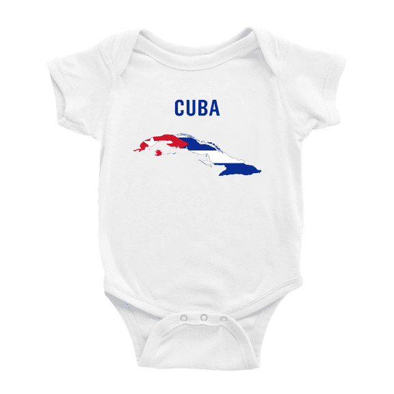 Cuba Map Flag Cute Baby Clothes Unisex (White, 0-3 Months)