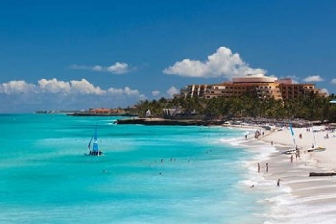 Cuba Matanzas Province Varadero aerial view of Varadero Beach Canvas Art - Walter Bibikow DanitaDelimont (36 x 24)