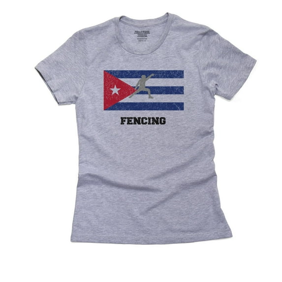 Cuba Olympic - Fencing - Flag - Silhouette Women's Cotton Grey T-Shirt