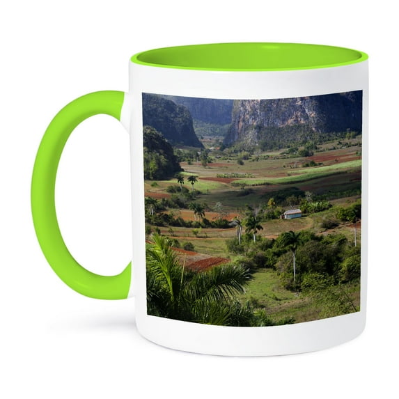 3dRose, Cuba, Pinar del Rio Province, Vinales view - CA11 WBI0449 - Walter Bibikow, 11oz Two-Tone Green Mug