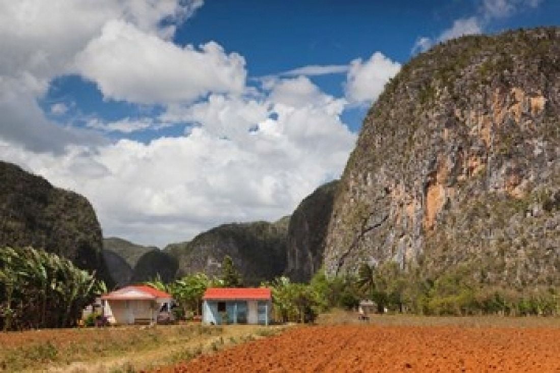 Cuba Pinar del Rio Farm by Mogote del Valle rock Canvas Art - Walter Bibikow DanitaDelimont (36 x 24)