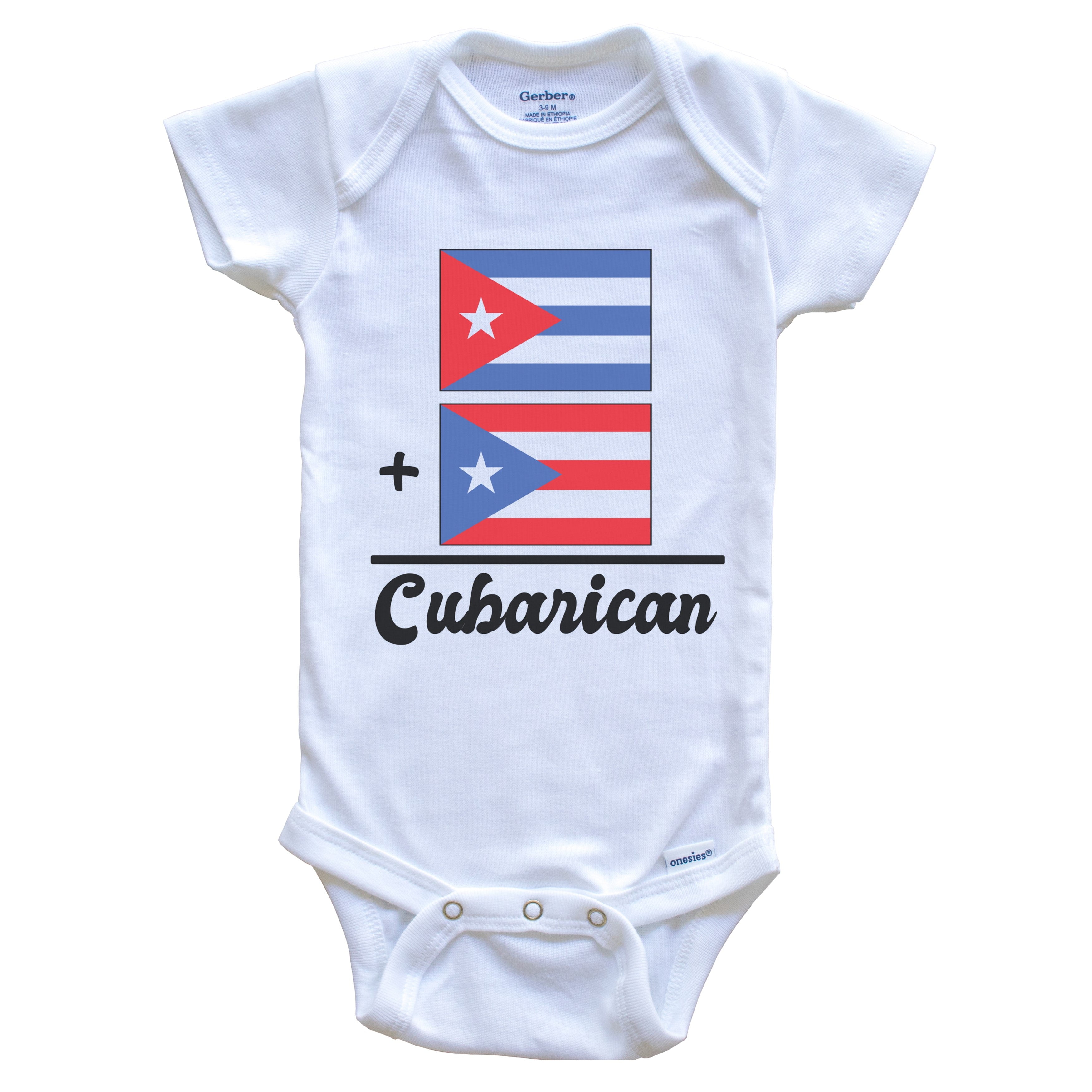 Cuba Plus Puerto Rico Equals Cubarican Cute Cuba Puerto Rican Flags One Piece Baby Bodysuit