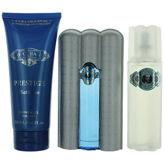 Cuba Prestige Platinum by Cuba, 3 Piece Gift Set for Men
