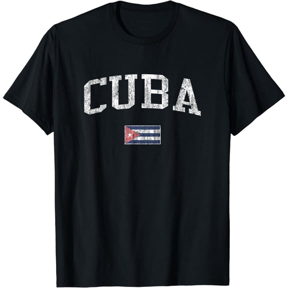 Cuba T-Shirt Vintage Sports Design Cuban Flag Tee