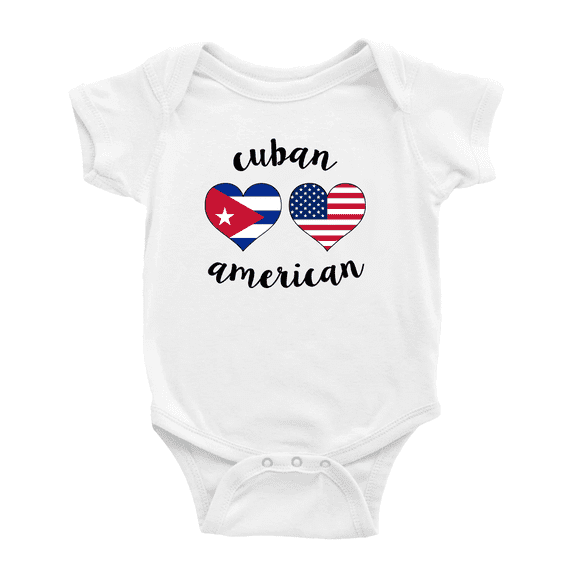 Cuban American Flag Two Hearts Cute Baby Clothes For Boy Girl (White, 3-6 Months)