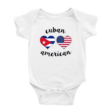 Cuban American Flag Two Hearts Cute Baby Clothes For Boy Girl (White, 6-12 Months)