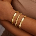 thumbnail image 1 of FARONZE Cuban Bracelets for Women, Twisted Rope Chain Metal Gold (3 pack), 1 of 4