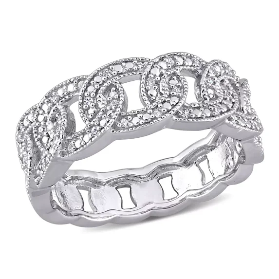 Cuban Chain Link Band, Half Eternity Diamond Wedding Band, Wide Diamond Band, 1.6 Ct Simulated Diamond, 14K White Gold Plated
