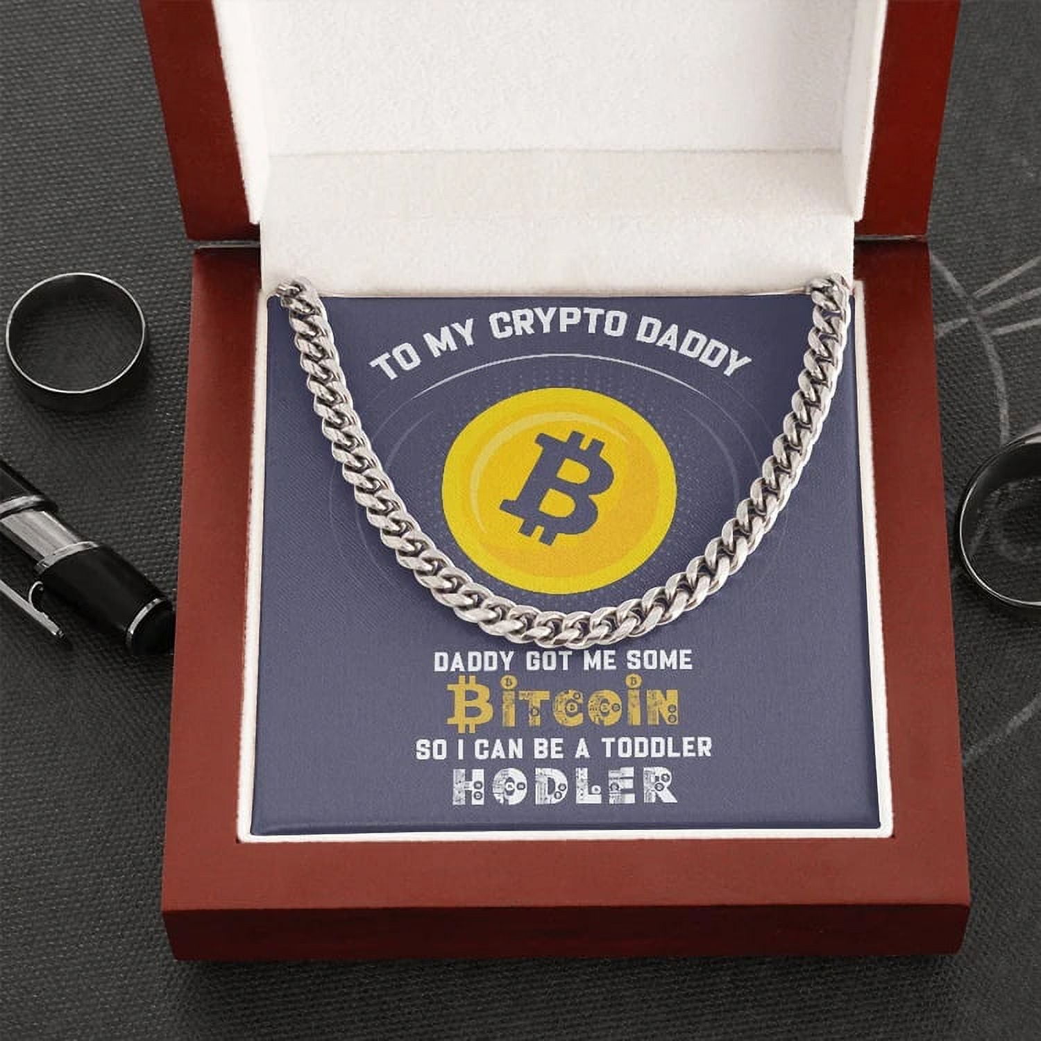 Cuban Chain Link Necklace To My Crypto Daddy, Bitcoin Necklace for Men,  Adults Size - Walmart.com