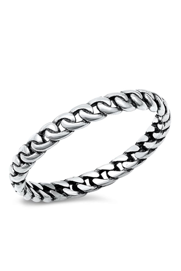 Cuban Chain Link Strength Ring .925 Sterling Silver Band Jewelry Female Male Unisex Size 3