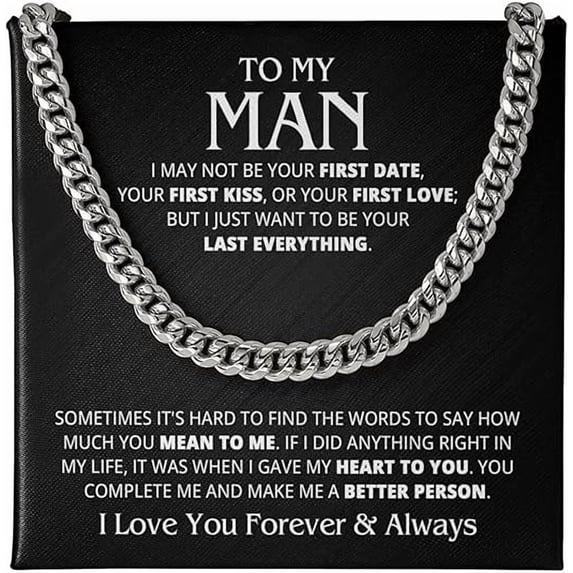 Cuban Chain Necklace To My Man on His Birthday, Valentines Day Gift for Boyfriend from Girlfriend, Anniversary Gift for Husband from Wife, Personalized Gift