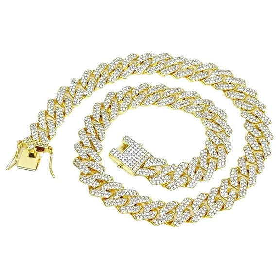 Cuban Chain Necklaces Gold Cuban Link Chains Mens Iced Out Bling Diamond Hop Jewelry For Women Crosses Necklaces Women's Necklaces Cute Necklace Diamond Necklace Statement Necklace for