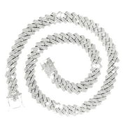SVBNAUE Cuban Chain Necklaces Silver/Gold Cuban Link Chains Mens Iced Out Bling Diamond Hip Hop Jewelry For Women 18/20/24inch