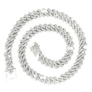 YILLMSN Cuban Chain Necklaces Silver/Gold Cuban Link Chains Mens Iced Out Bling Diamond Hop Jewelry For Women 18/20/24inch